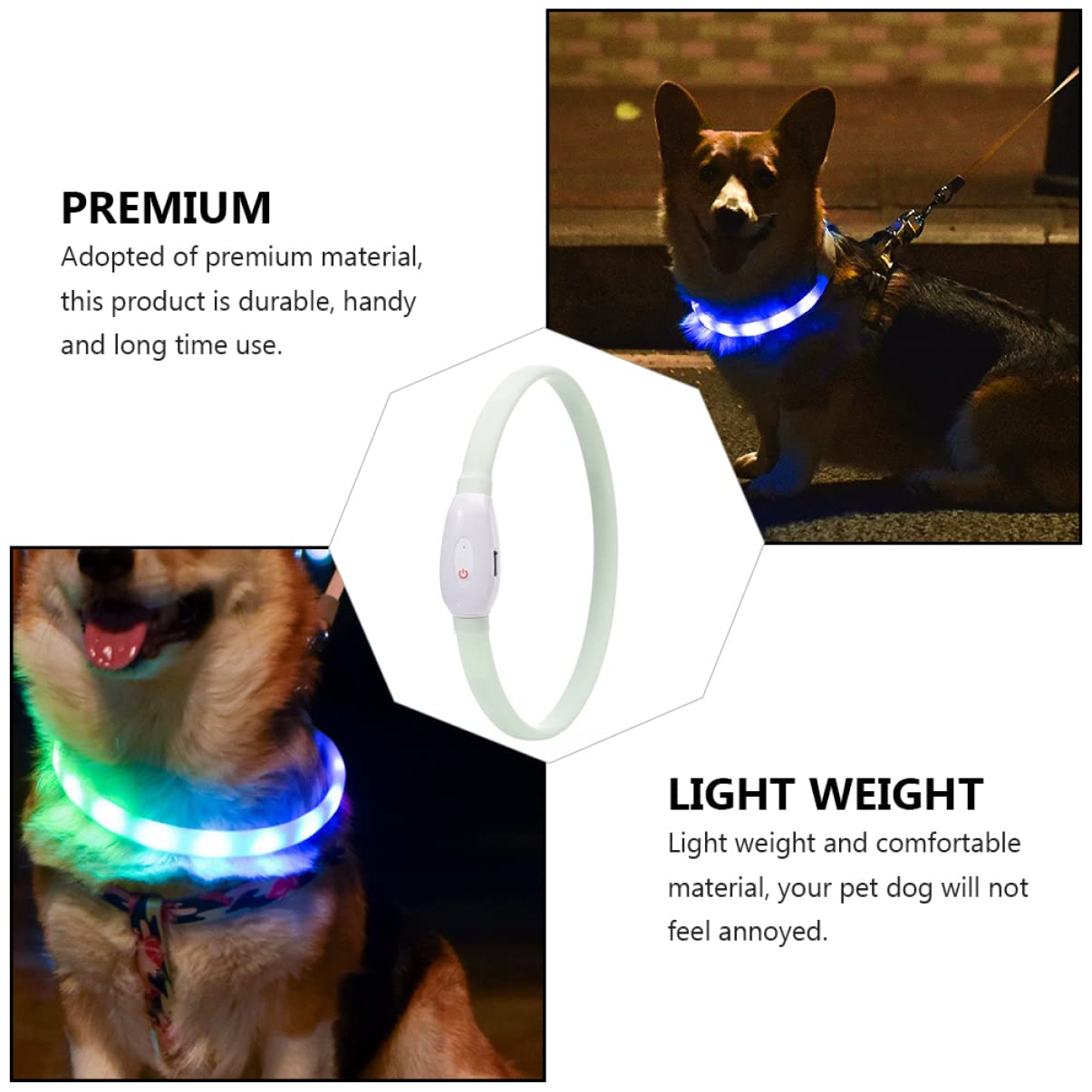 YARNOW 2juegos Collar Led para Perros Recargable por USB y Luminiscente para Paseos Material Resistente y Cómodo para Mascotas