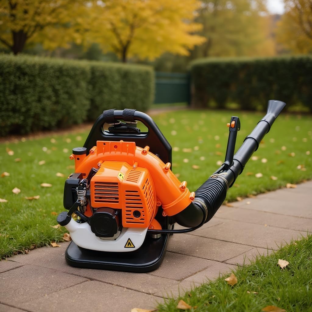 Gas Leaf Blower,2 Stroke Backpack Blower,58CC Gas Backpack Leaf Blower for Landscaping, Snow Removal and Heavy-Duty Yard Work (Orange, 58CC)