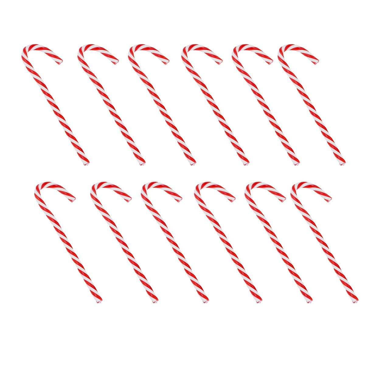 BinaryABC Plastic Candy Cane Ornaments,Christmas Tree Decoration,Christmas Tree Ornaments 12Pcs