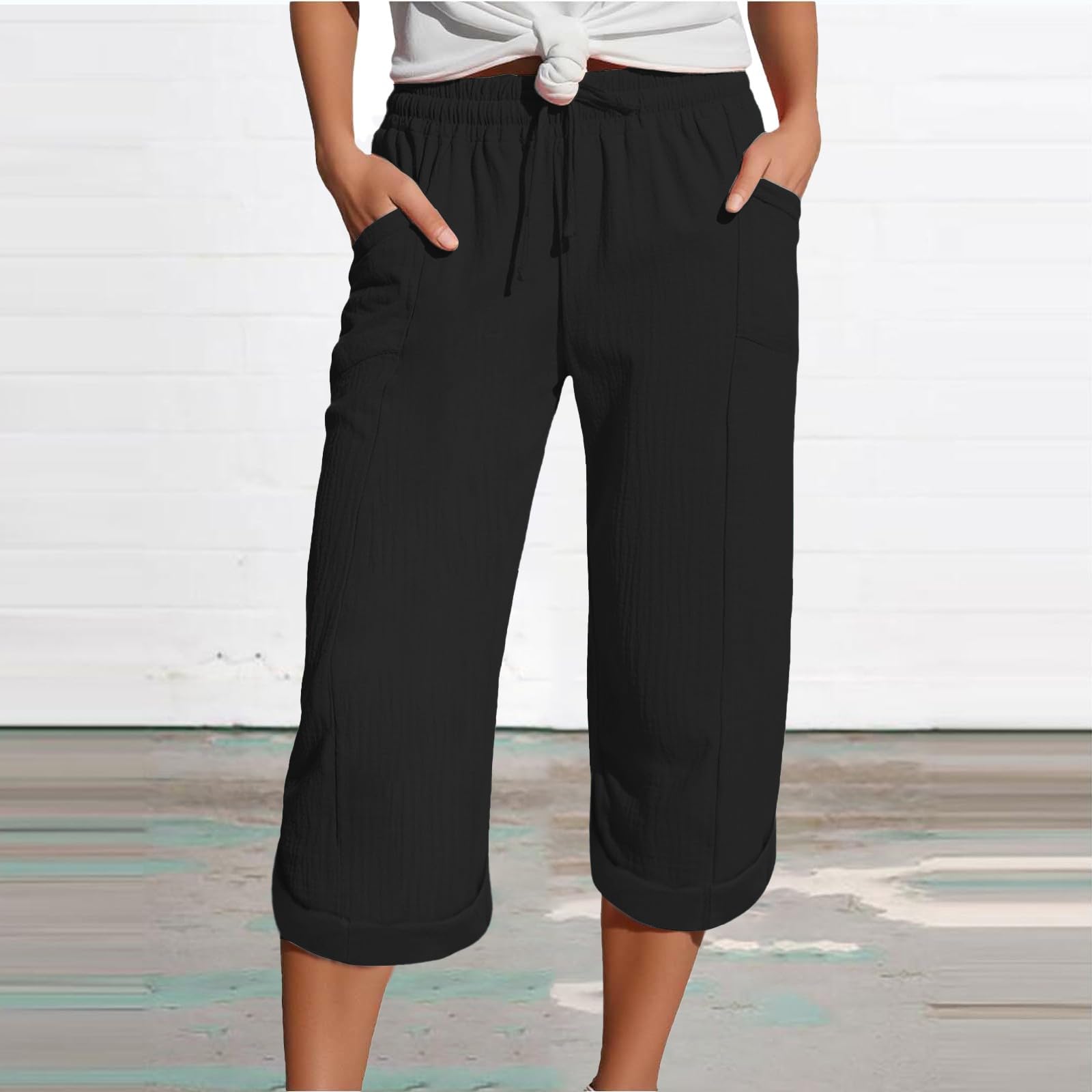 Pantalones Mujer 3/4 Verano Frescos Talla Grande Deportivos Shorts Respirable Palazzo Yoga Jogger