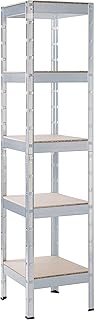 SCHULTE Regalwelt Heavy Duty Shelving Unit with 5 Wooden Shelves 180 x 40 x 40 cm (H x W x D), Load Capacity per Level Approx. 90 kg Galvanised Storage Shelving Basement Shelving Workshop Shelving
