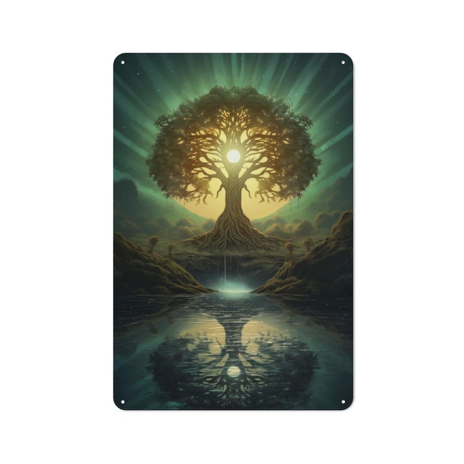 Junmoney Ancient Tree Of Life Metal Plaque 30X20cm With For Garage Wall, Vintage Decor, For Vintage Wall Decor Fans, For Metal Sign Collectors