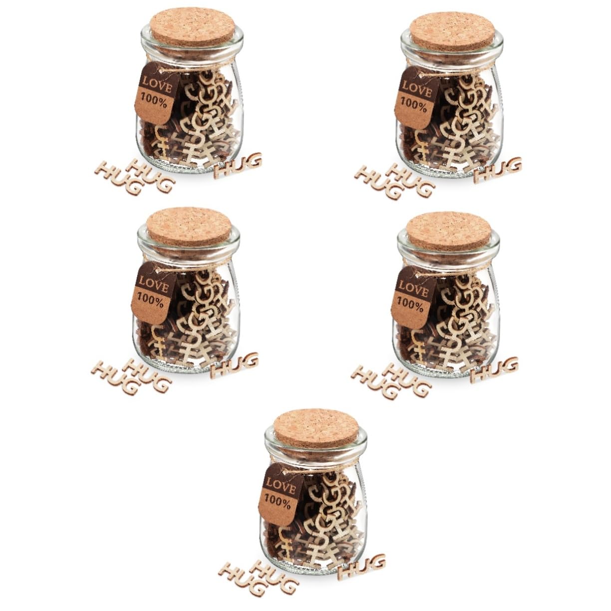 Hugs in a Jar déco bois de table pour Saint-Valentin et anniversaire