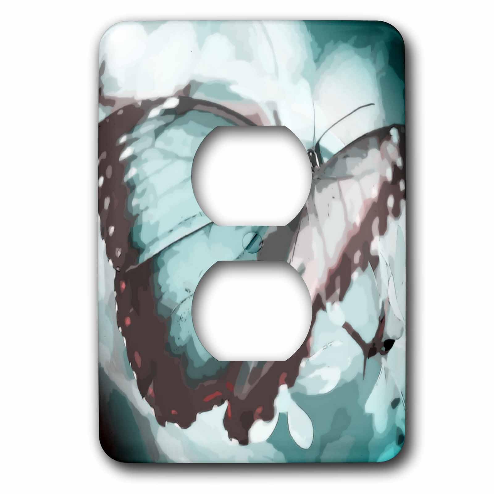 Plaque pour prise haut de gamme papillon abstrait aqua 3dRose design