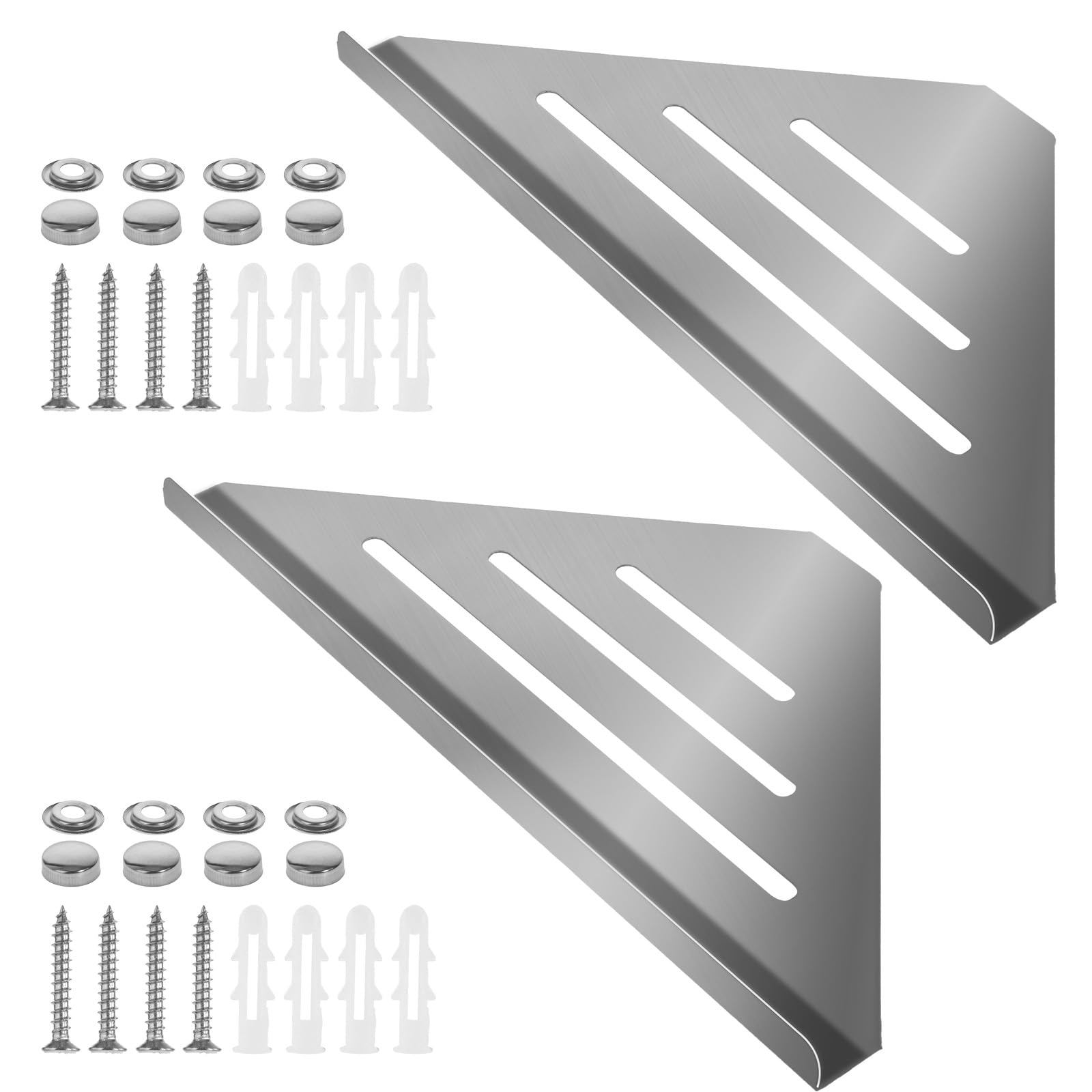 SynHHergyx 2 Pcs 304 Stainless Steel Shower Corner Shelf with Screws Triangle Shower Caddy Coner Organizer Metal Corner