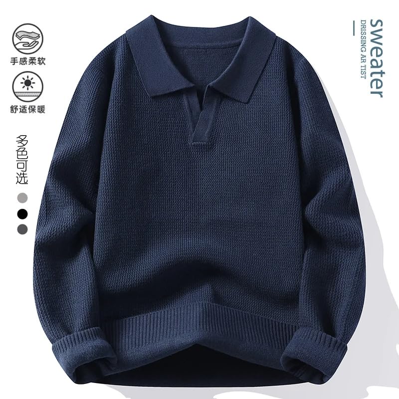 Men's Solid Color Sweater Men's Wool Pullovers Autumn Mens Thick Warm Men Knitted Sweater3