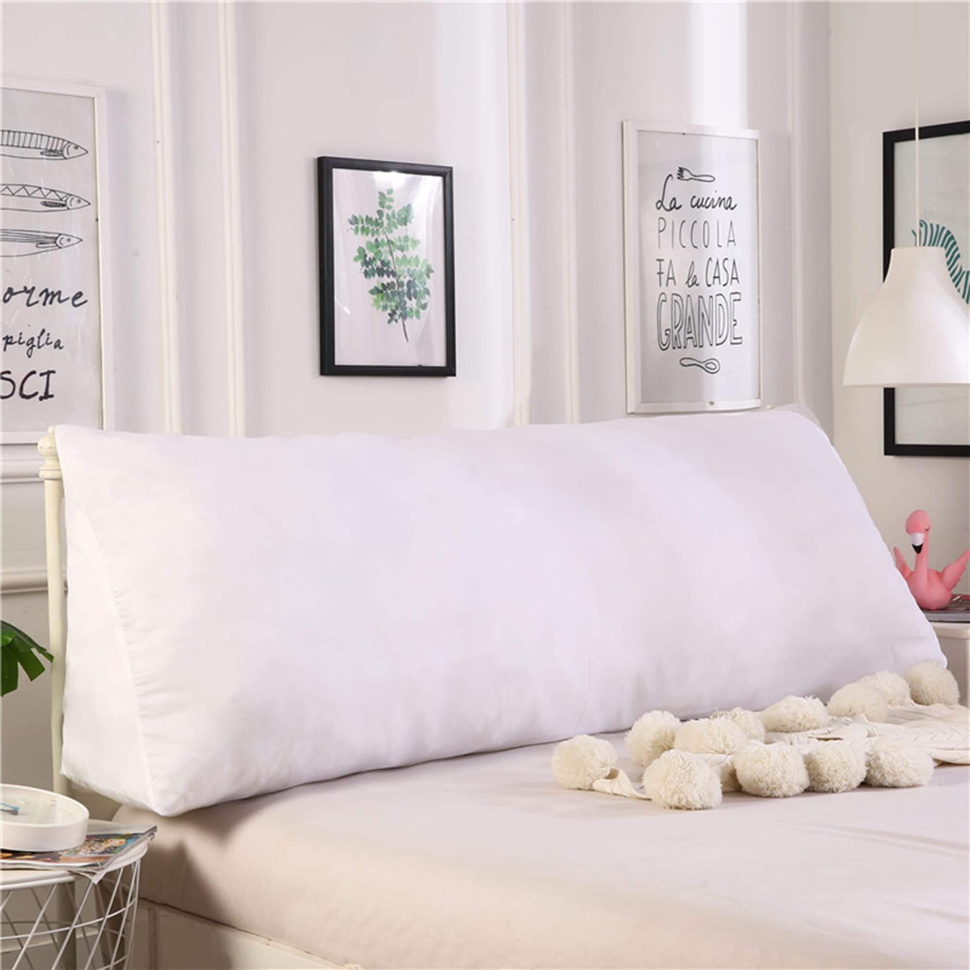 Cojín de Lectura Triangular Simple, Almohada de Respaldo Grande para Cama, sofá, Tatami, Almohada de día para Cama de día, Almohada de cabecero de (Gris, 100x50x20)