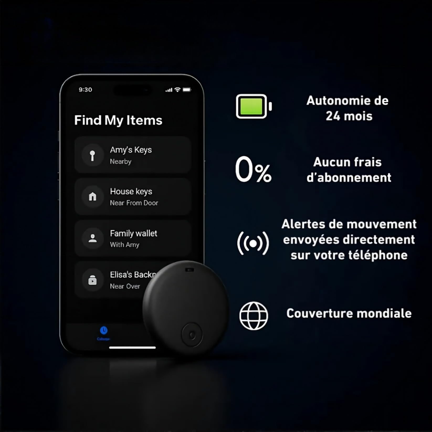 Vitivie GP90 - Tracker GPS Précis sans Abonnement (Android/iOS)(2 Pack,iOS + Android)