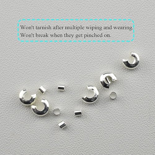 Miniatura 4 de Hao Pro Cuentas de crimpado de tubo pequeño de 0.079 pulgadas y cubiertas de nudo de cuentas de crimpado de 0.157 pulgadas, semicircular, fácil de