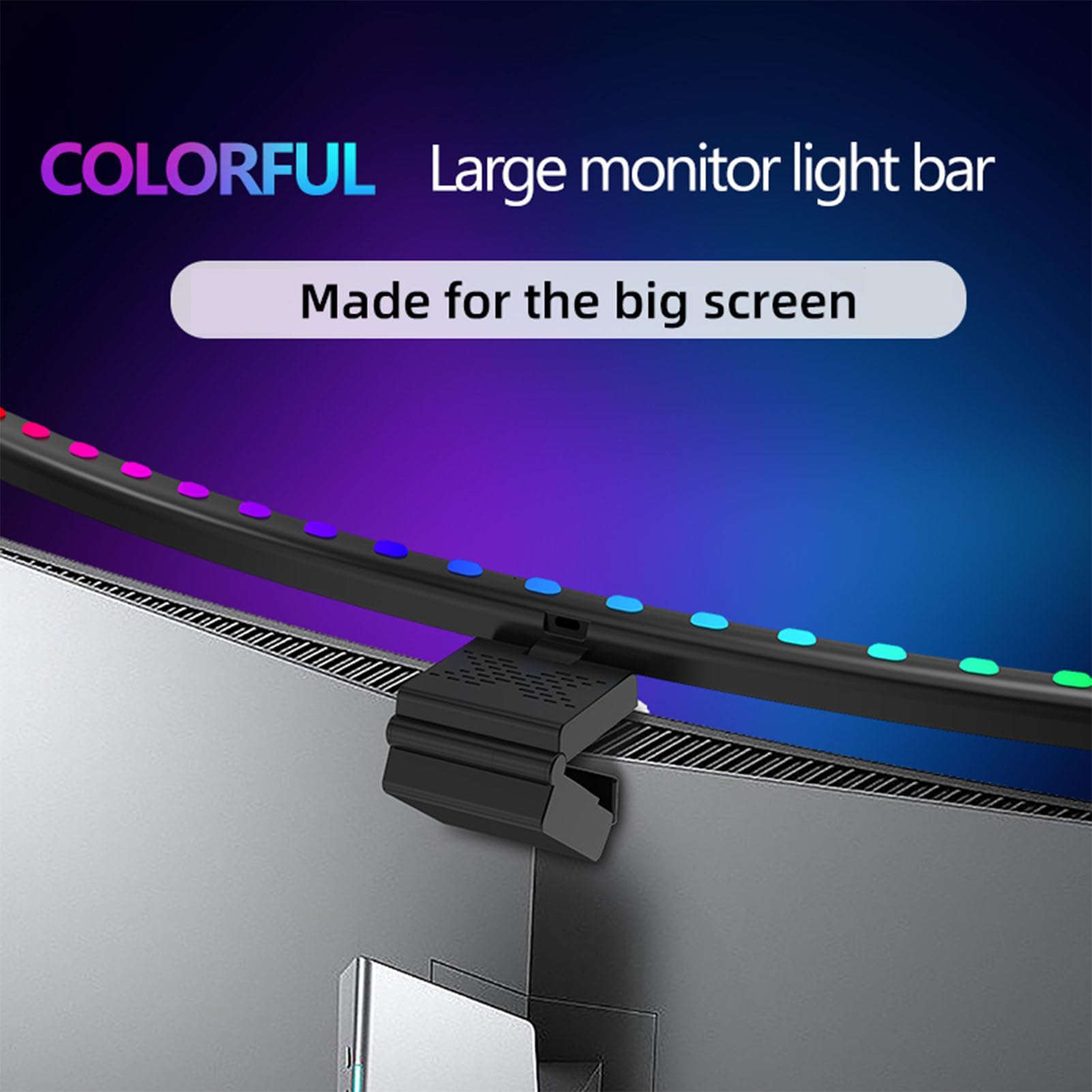 Ausla Barra di Luce per Monitor 2 in 1 RGB, Design Curvo con Retroilluminazione a 7 Colori, Sincronizzazione Musicale e Controlli Touch, per Scrivania da Gioco, Protezione per gli