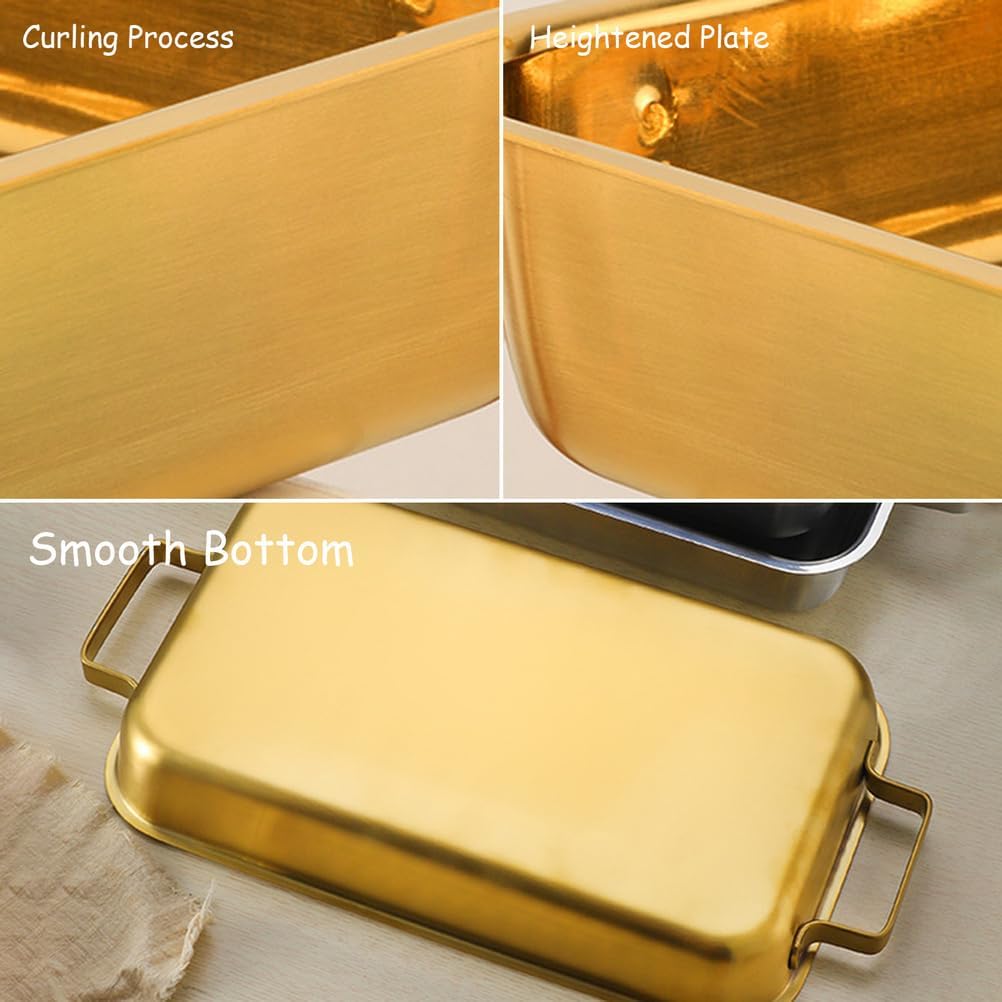 Paella Pan, 304 Stainless Steel Skillet with Dual Handles, Nonstick Deep Roasting Pan for Seafood, Home, Restaurant, Camping, 42cm