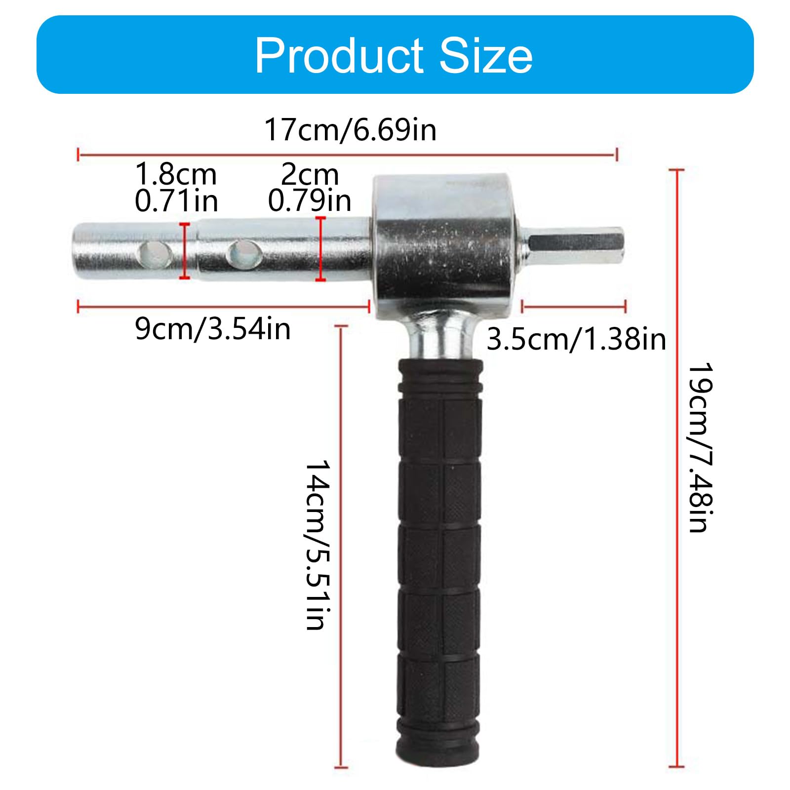 Securely Ice Fishing Drill Bit Handle Adapter Universal Attachment for 18mm and 20mm Bit Easy Operations Hand Auger Ice Fishing Drill Adapter