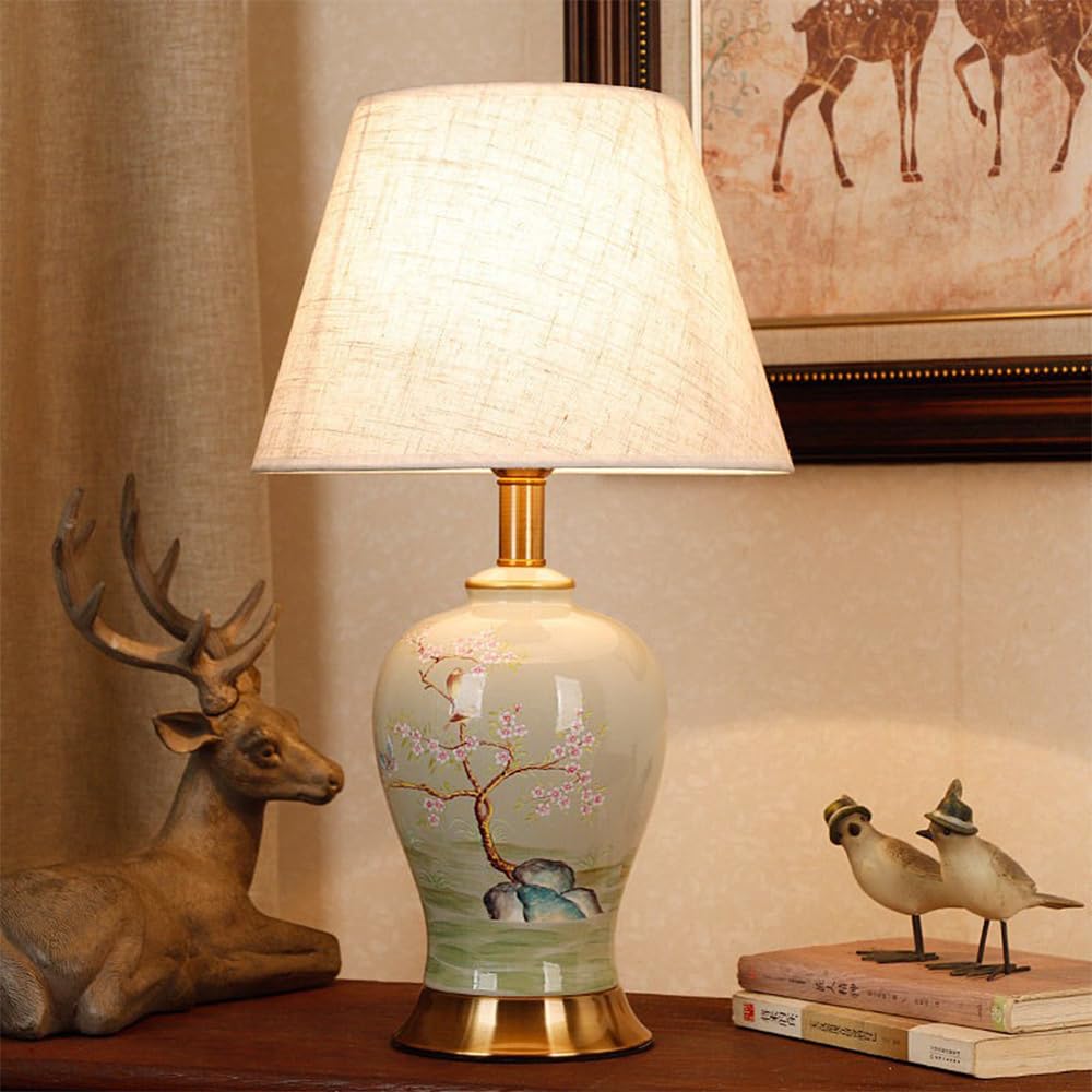 Contemporary Flowers and Birds Ceramics Table Lamp The American Village Living Room Bedroom Study Villa Hotel Bedside Desk Lamp (Style 4)