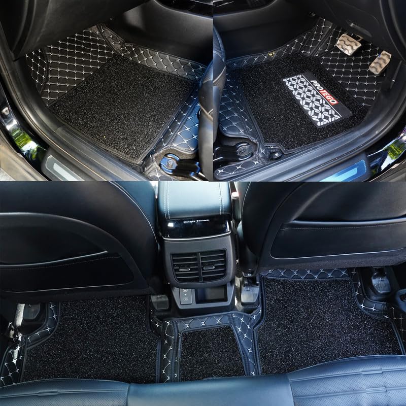 Image of PROTEGO 7D 7-Layer Car Mats Full Set Custom Fit for Toyota Innova Crysta | Double-Stitched PU Leather + Velcro Bottom for Anti-Slip Grip| Mono Grass, Heavy Duty Vinyl, Non Woven Fabric, Soft Foam, XPE