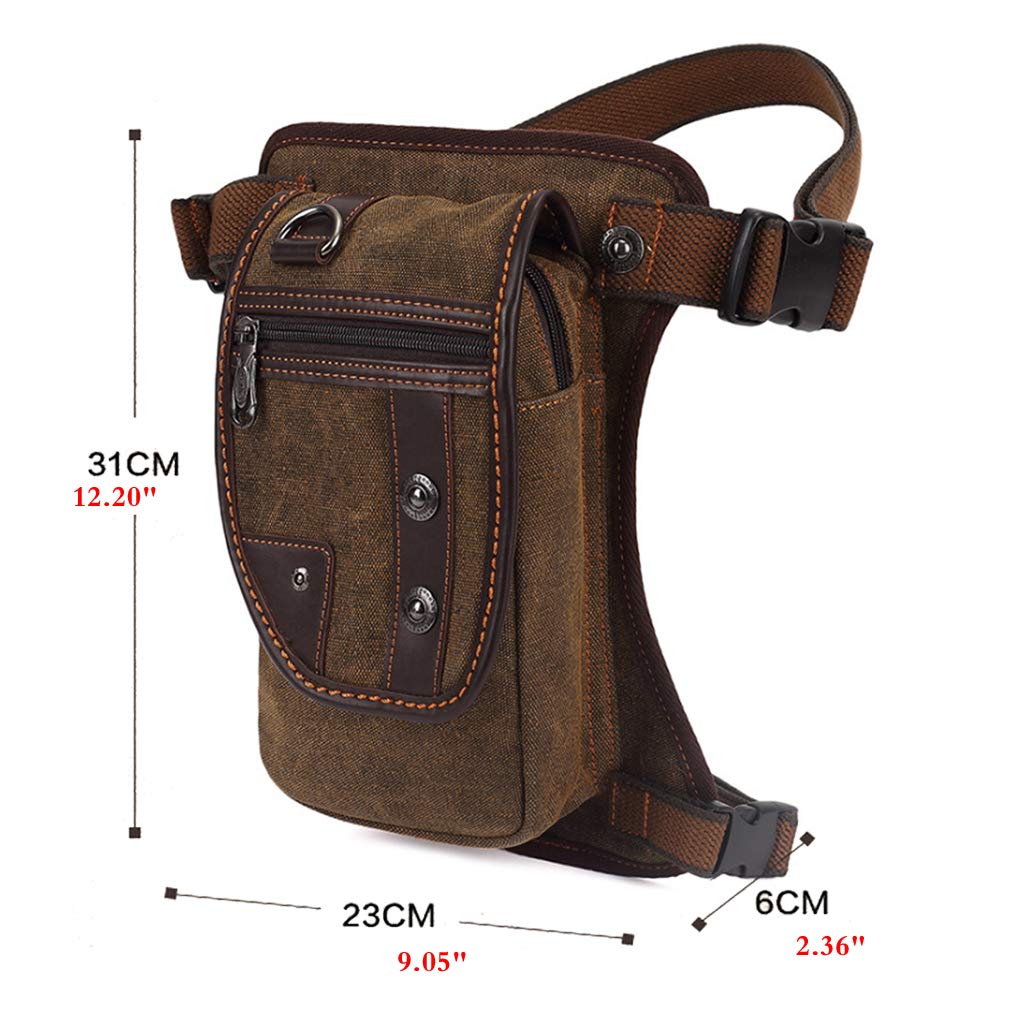 Canvas Drop Leg Bag per Uomo Donna Marsupio Moto Bike Multi-Purpose Coscia Vita Fanny Pack Uomo Viaggi Equitazione Pesca Escursioni Ciclismo All'aperto Pouch Marrone