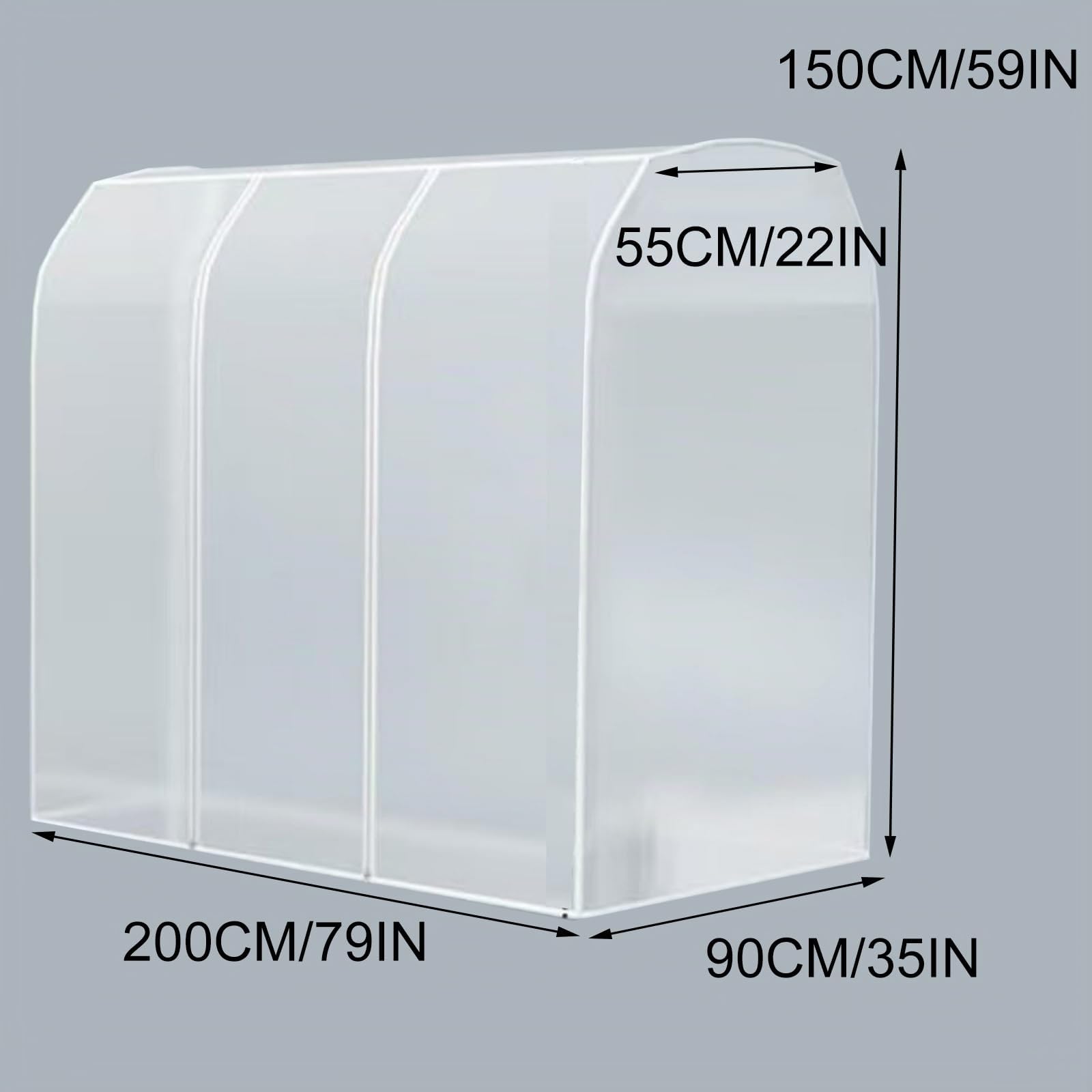 Fundas Ropa Armario de 150 CM de Alto, Funda Burro Ropa de Gran Capacidad para Colgar Ropa, Apta para Perchas de Doble Barra(White,200x90x150cm/79x35x59in)