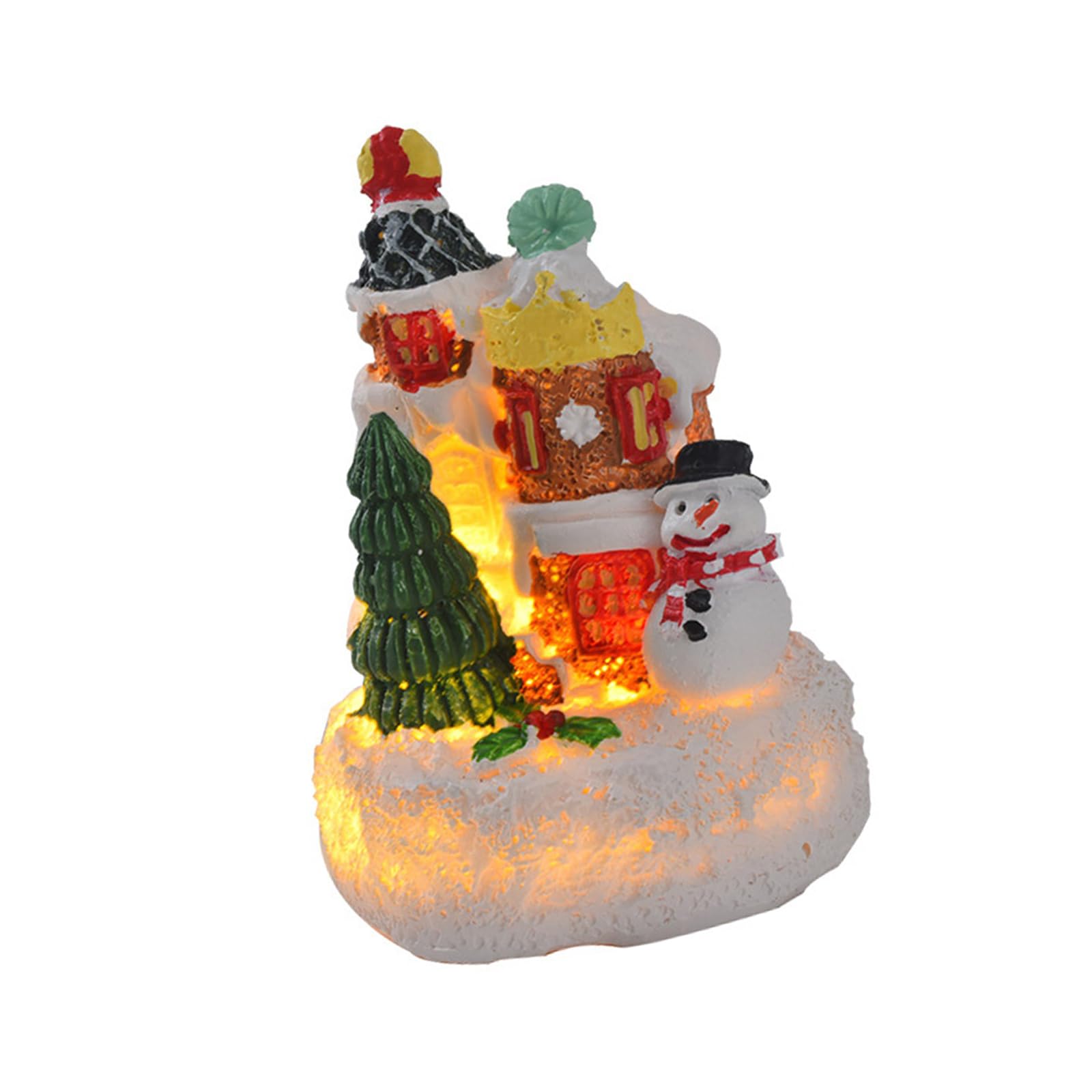 carotoe Christmas Decorative Ornament Resin Santa/Snowman House Sculpture Living Room Desktop Decoration Party Accessory Home Christmas Decoration