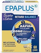 EPAPLUS Sleepcare Melatonin Balance, 60 Tablets, with Tryptophan + Ashwagandha, Helps Sleep and Stress Relief, Prolonged Release