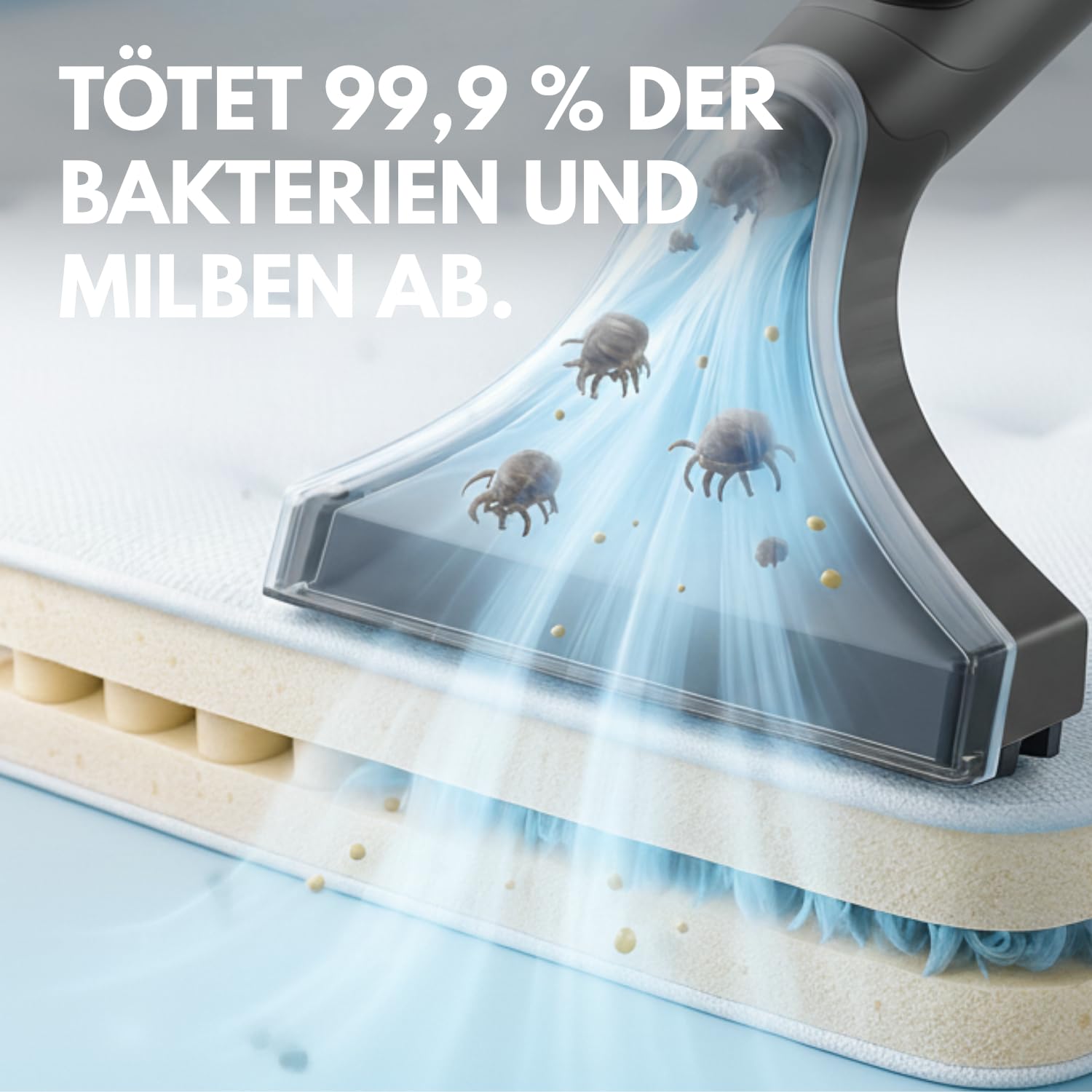 Media Evolution Polsterreiniger Gerät und Nassauger | Teppichreiniger und Dampfreiniger, 8 Aufsätze, 1800 W, 100 °C Dampf, Für Teppich, Polster, Autositze, Sofa, Möbel, Matratzen