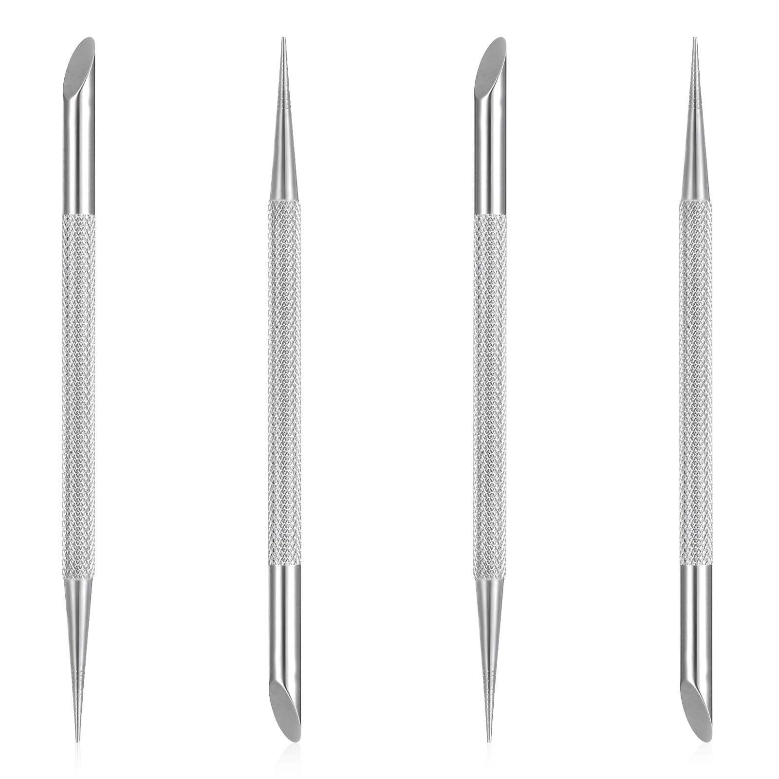 4 Pcs Metal Cuticle Pusher and Scraper,Cuticle Remover Tool,Metal Nail Cuticles Pusher Nails Polish Remover Tool for Professional Manicure Pedicure