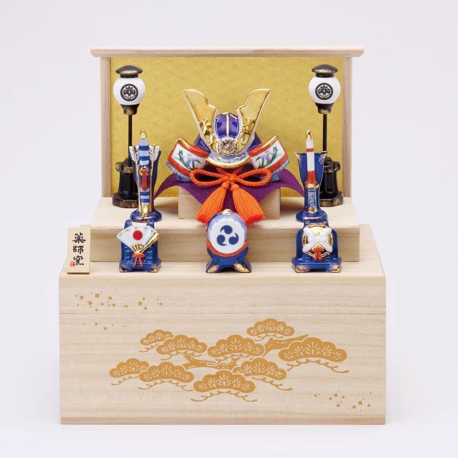 薬師窯 五月人形 染錦出世兜 新品 鎧 鎧飾り コンパクト 初節句 日本