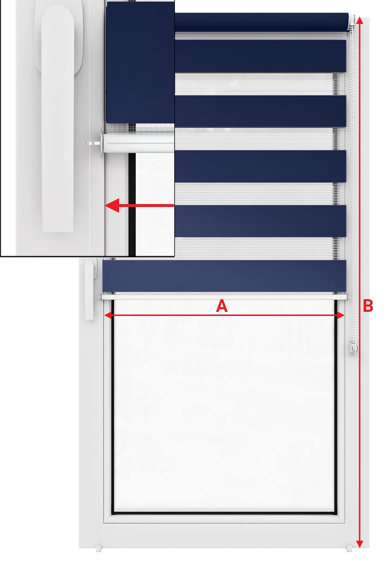 Doppelrollo ohne Bohren, 64x220 cm Stoffgröße, Duo Rollo Klemmfix, Easyfix, lichtdurchlässig und verdunkelnd, Day&Night, Klemmrollo Sonnenschutzrollo Fensterrollo für Fenster & Türen
