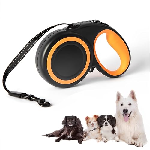 Miniatura 1 de Correa retráctil para perro de 16 pies, sin enredos de 360, resistente para perros de hasta 66 libras con mango antideslizante, correa de paseo para
