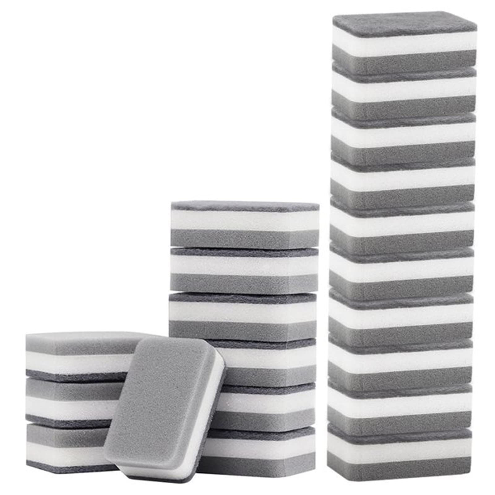 Acheter Éponges de cuisine en microfibre, 20 pièces, tampons à récurer robustes à double Action, réutilisables, antiadhésifs, anti-rayures, chiffon de nettoyage ménager