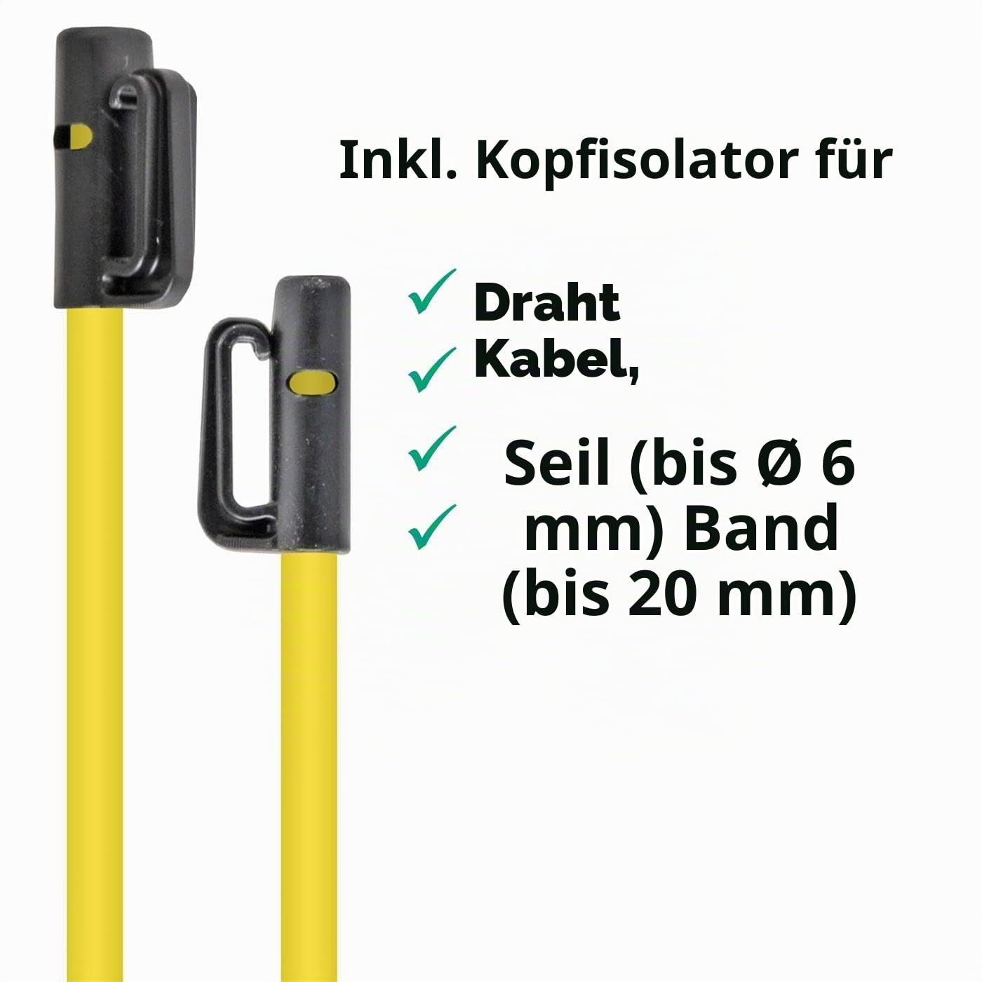 VOSS.farming 10x Fiberglaspfähle 155cm, gelb, Zaunpfahl für Hundezaun, extra Lange Spitze, Zaunsteher mit Trittstufe Weidezaun