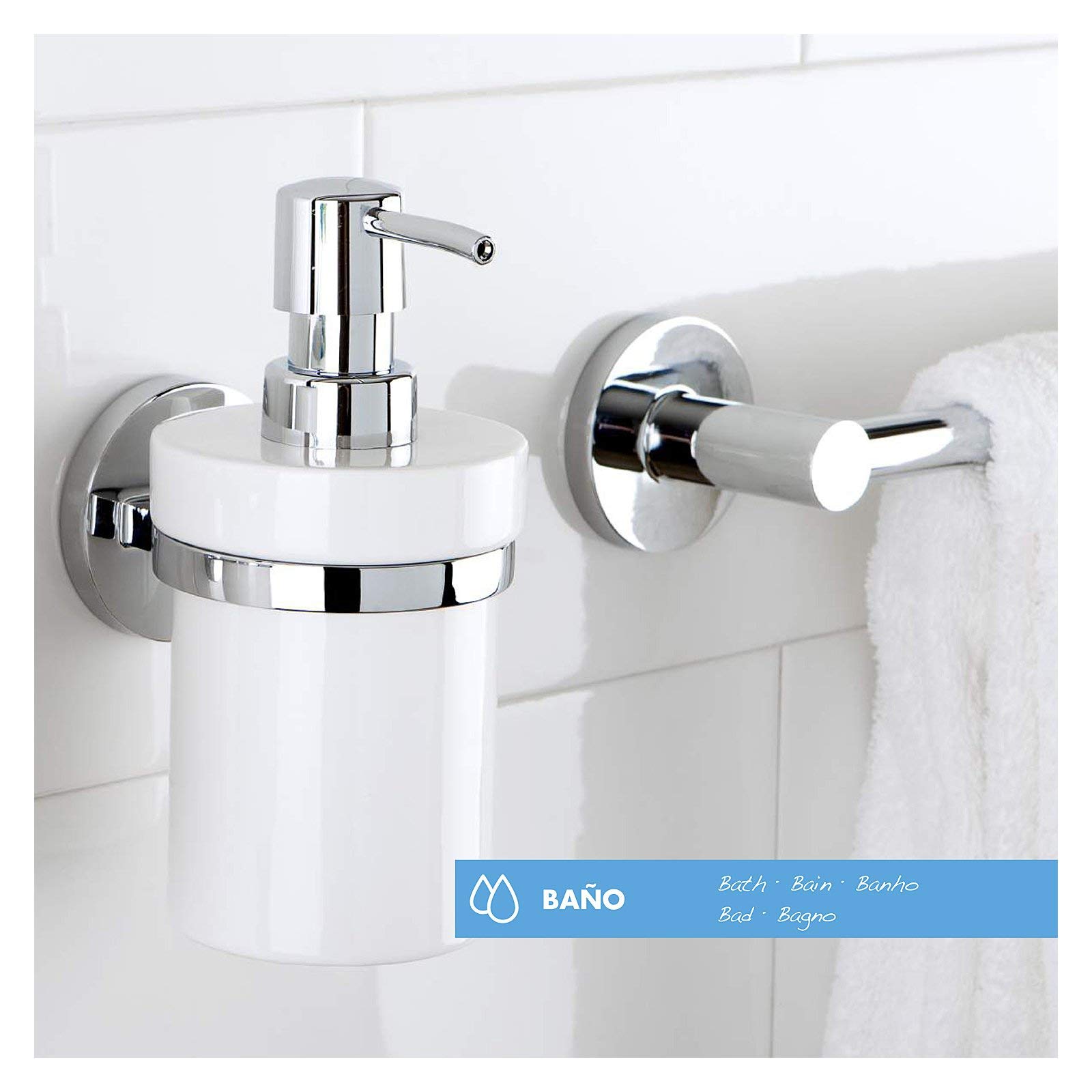 TATAY Large Bathroom Towel Rack 60 cm, from the Martins bathroom accessories collection, in Stainless Steel and Zamak - Image 3