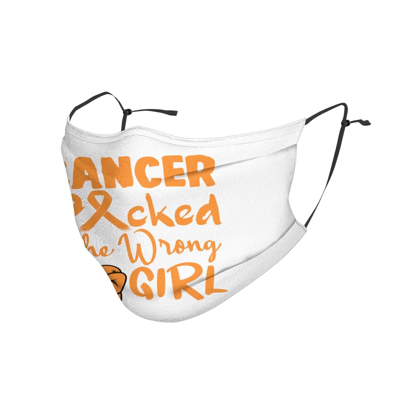 Cancer Picked The Wrong Girl Leukemia Cancer Face Mask Breathable Balaclavas Adjustable Washable Masks Black