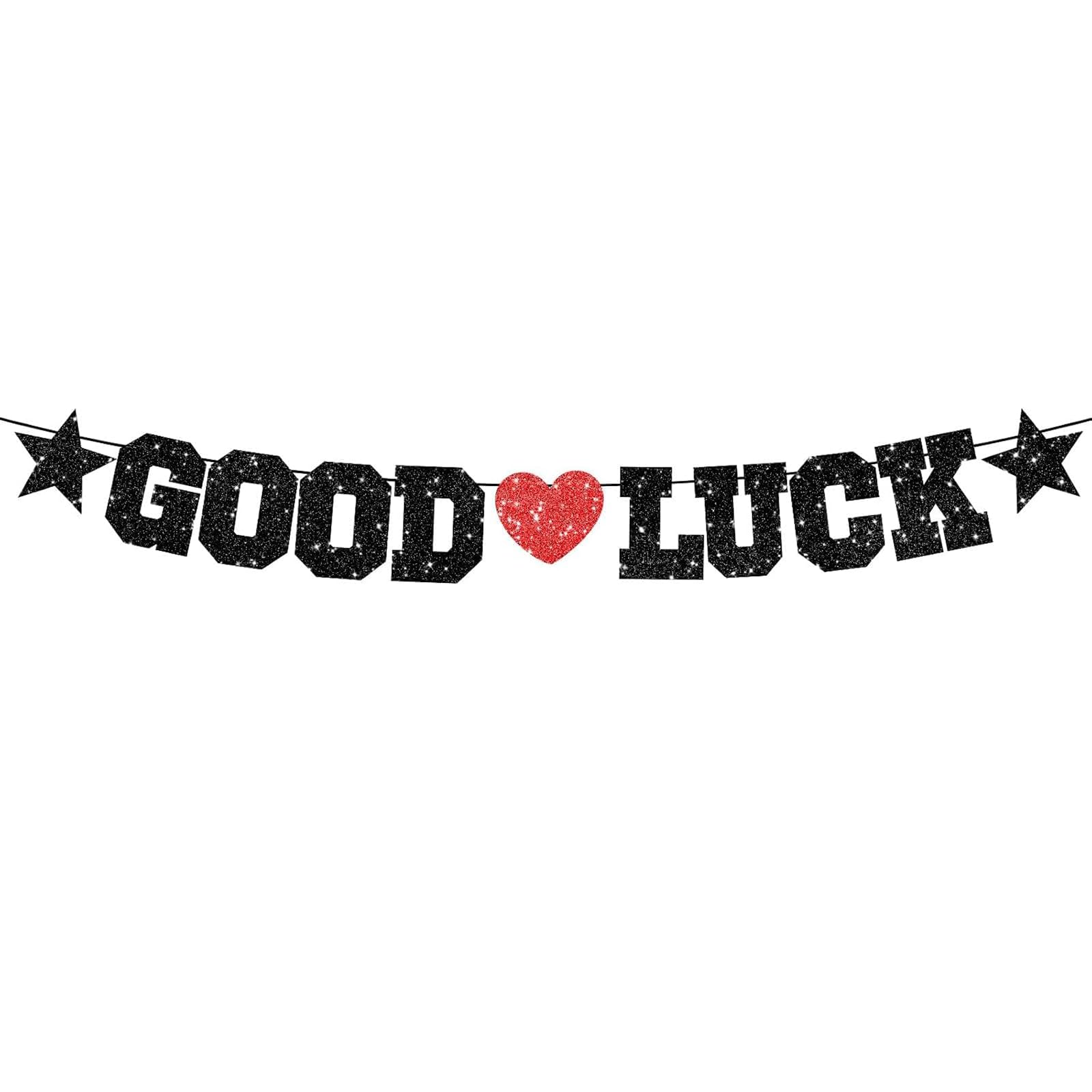 1 Pack Black Glitter Good Luck Banner for Celebration