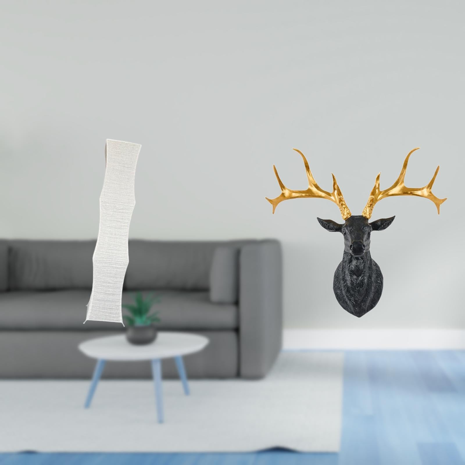 Enakshi® Living Room Lamp Shade Sculpture for Office Home Decor with Boho Artwork and Resin Deer Head Mount Collectible Standing Light Cover-image-48