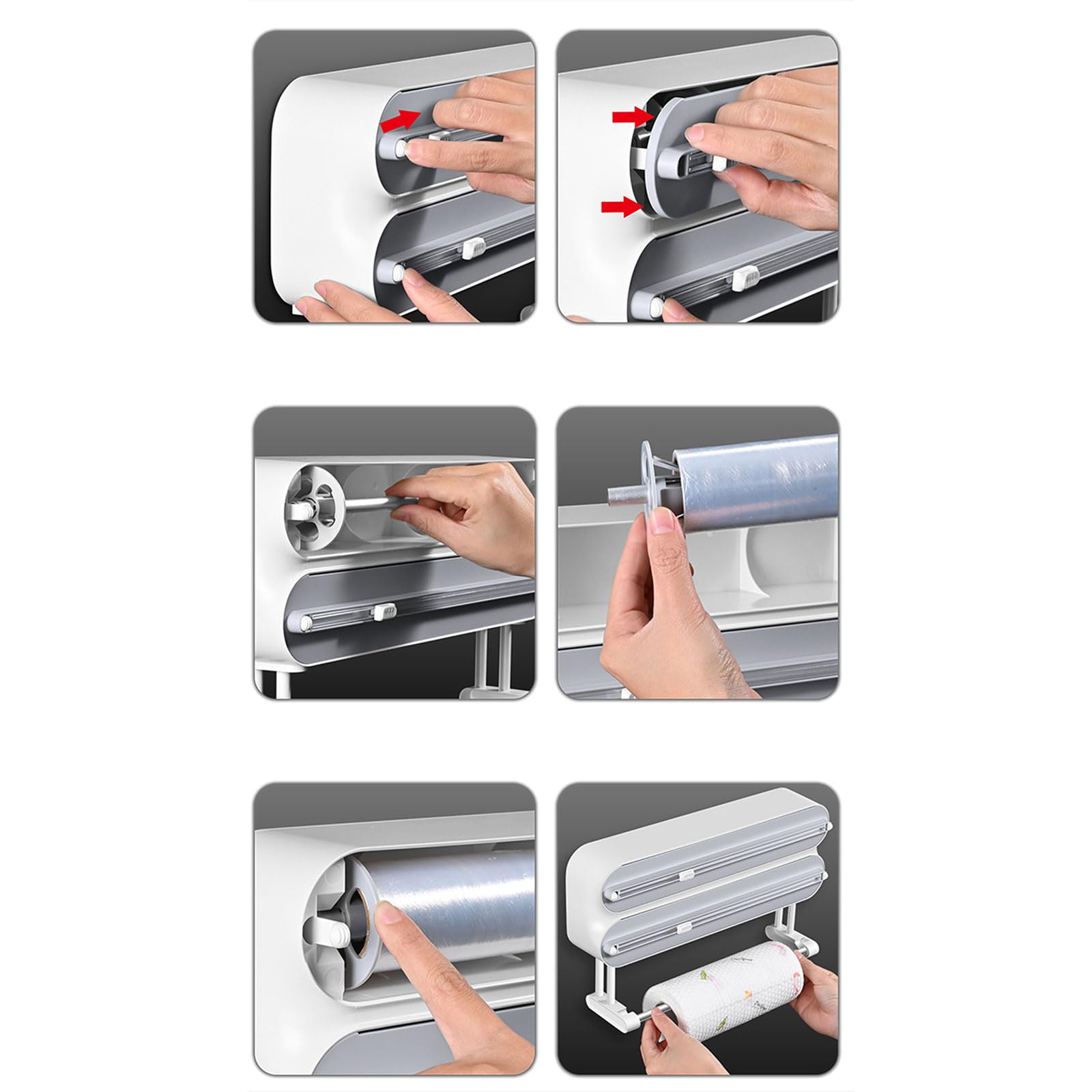 Taglierina Magnetica per Pellicola Trasparente Pratico Rack Stoccaggio in Foglio Alluminio Organizer Pellicola Trasparente Rotoli Montaggio Frigorifero Rack da Taglio Taglierina E