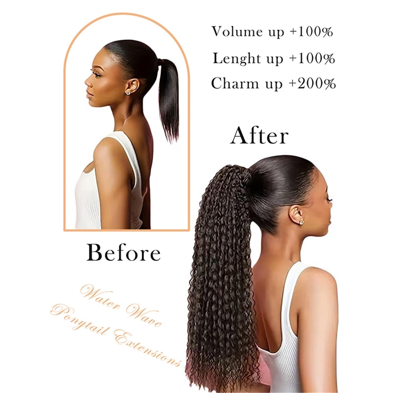 Naturalny Syntetyczne warkoczyki afro kręcone, koński ogon, kręcone włosy, przedłużki do kucyka, 10 pasm, DIY, warkocz kucyk Idealny wygląd(8)
