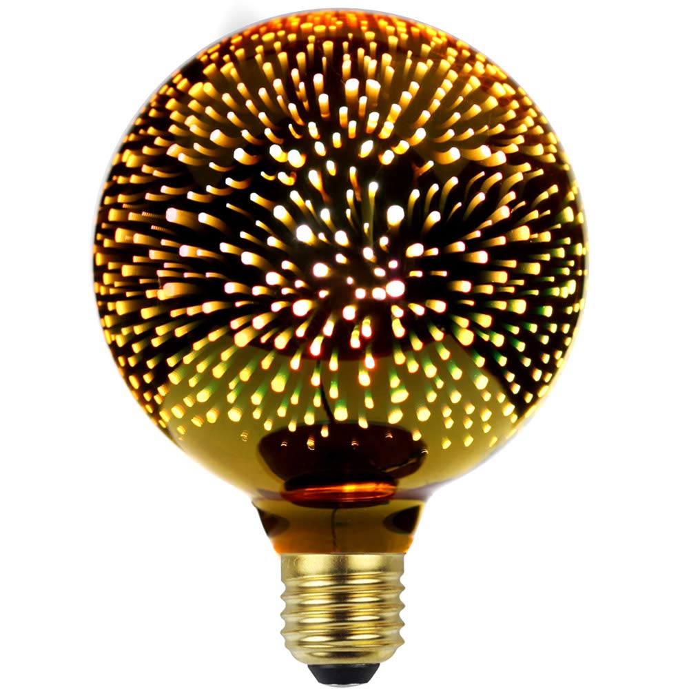 Tianfan Edison Bulb 3D Firework Led Bulb Big Globe 4W Golden 220-240V E27 Specialty Decorative Light Bulb G95