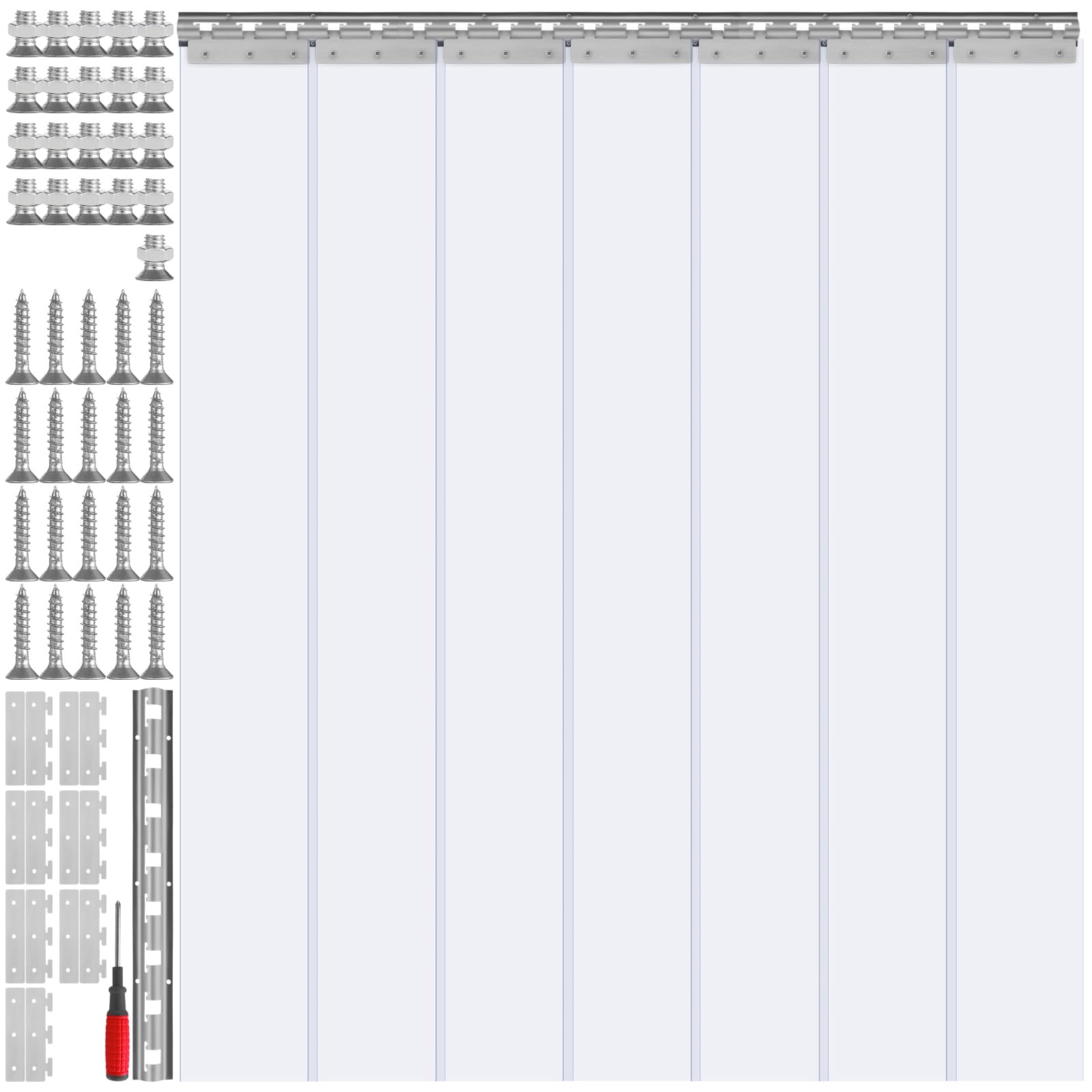 VEVOR Strip Curtain, 84" Height x 42" Width, 0.08" Thickness, 7PCS Clear PVC Strip Door Curtain, Freezer Curtain, Plastic Door Strips for Walk in Freezers, Coolers & Warehouse Doors, with 50% Overlap