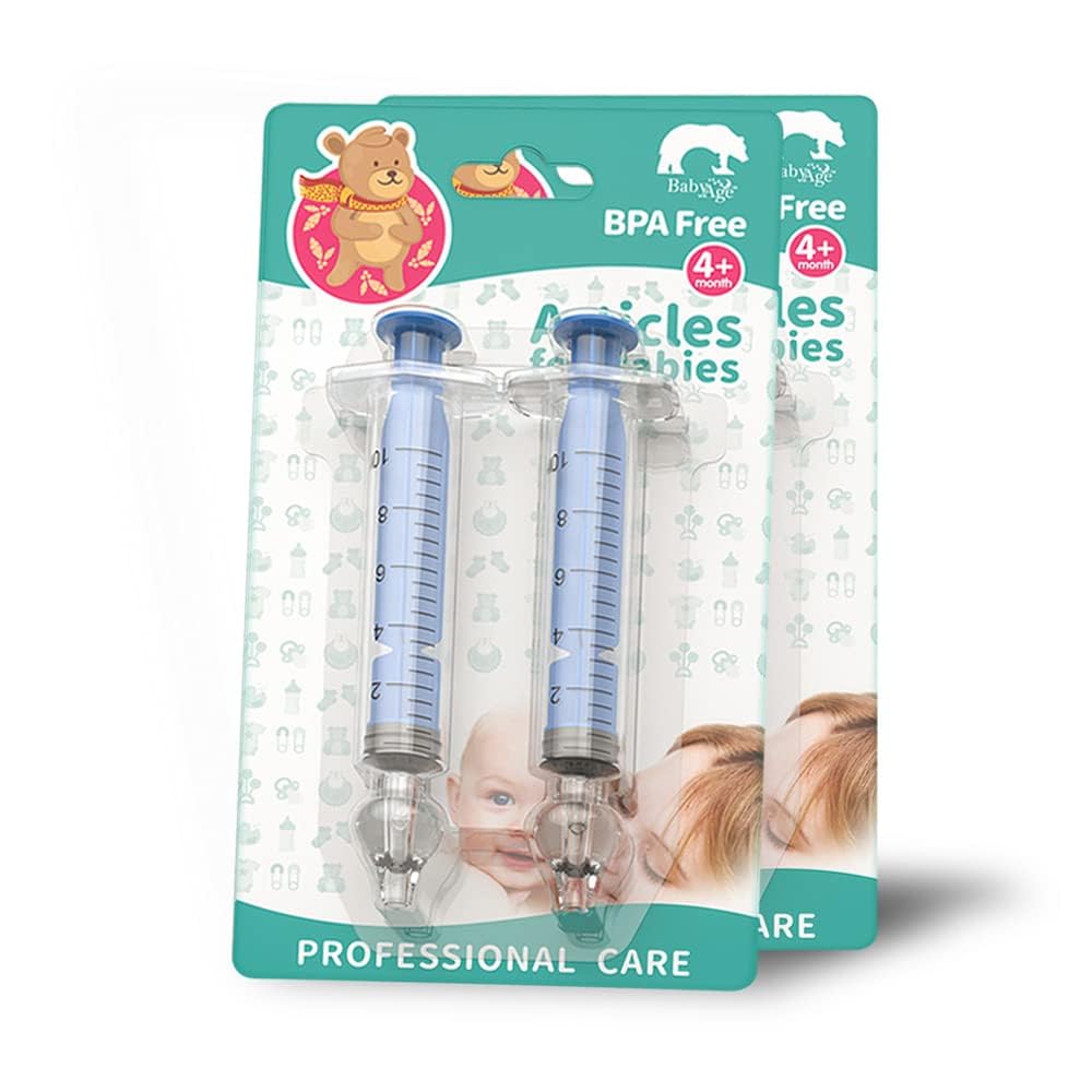 Nasal Syringe for Baby - 4PCS - Safe Silicon Baby Nasal Aspirator Qucik Syringe Nose Cleaner Rinsing Tool for Baby/Infant/Kid (Blue)