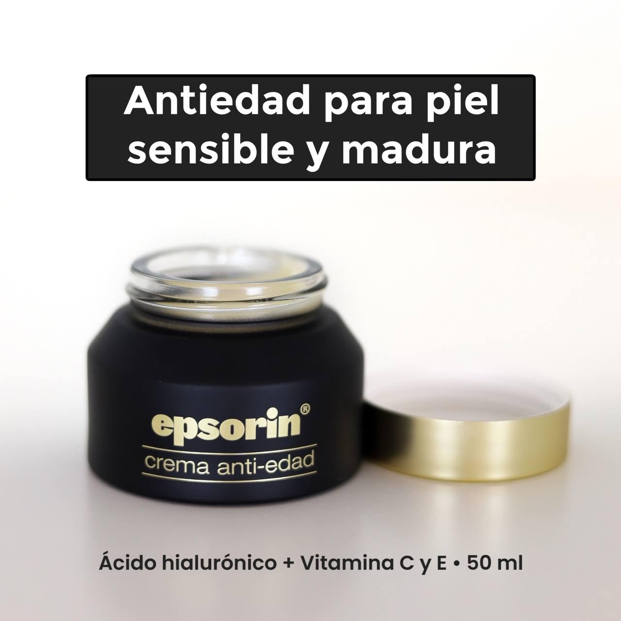 Crema Antiedad Facial para Piel Madura y Sensible con Ácido Hialurónico, Vitamina C y Extracto Epsorin | Hidratación, Firmeza y Luminosidad | 50 ml