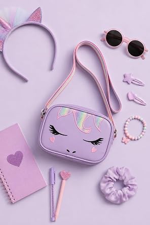 ICONE BAG Unicorn Nakışlı Kız Çocuk Çantası, Çocuk Omuz Çantası, Unicorn Çanta