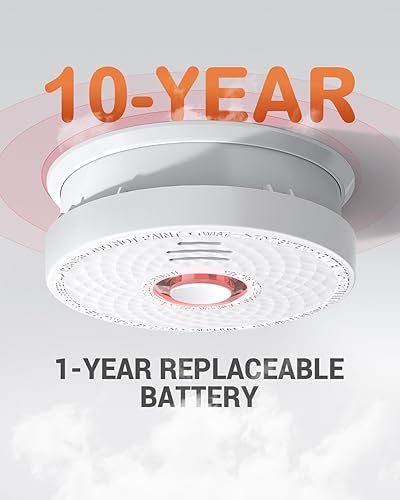 Miniatura 2 de Jemay Detector de humo, alarma de humo con tecnología fotoeléctrica de 10 años, detector de humo con batería de 9 V, alarma de incendio con botón de