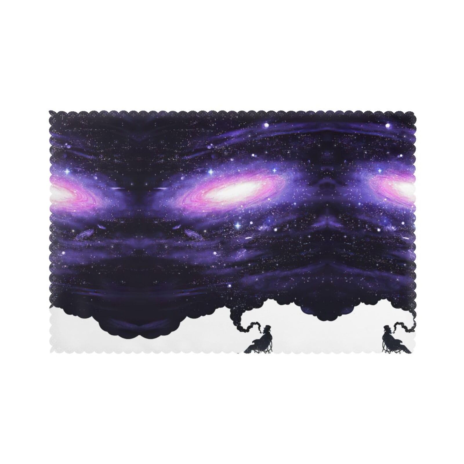 Set de table anti tache galaxie en polyester pour protéger de la chaleur lot de 6