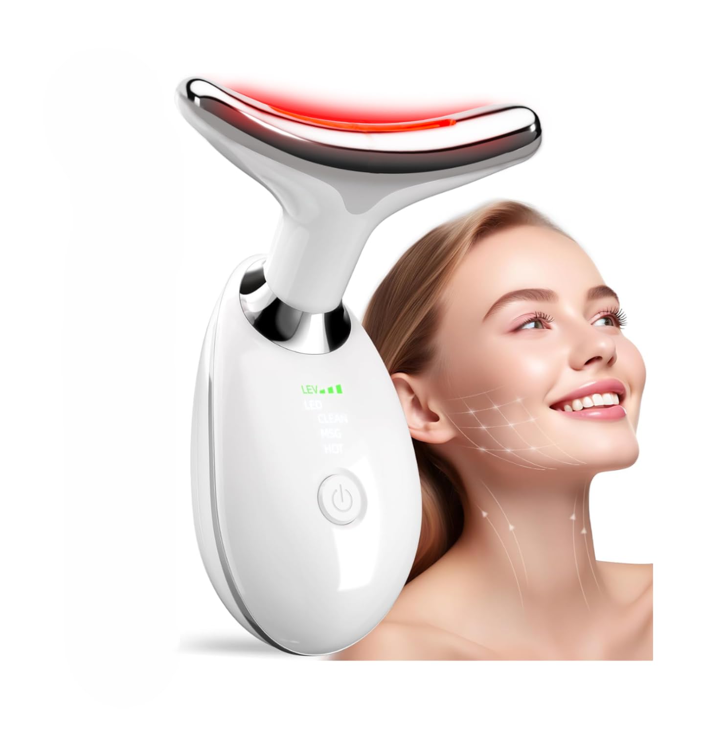 Red Light Therapy Device for Face and Neck Facial Massager, 7 Color Skin Lifting & Firming Face Massager tool, Face Sculpting Tool for Skin Care with Vibration