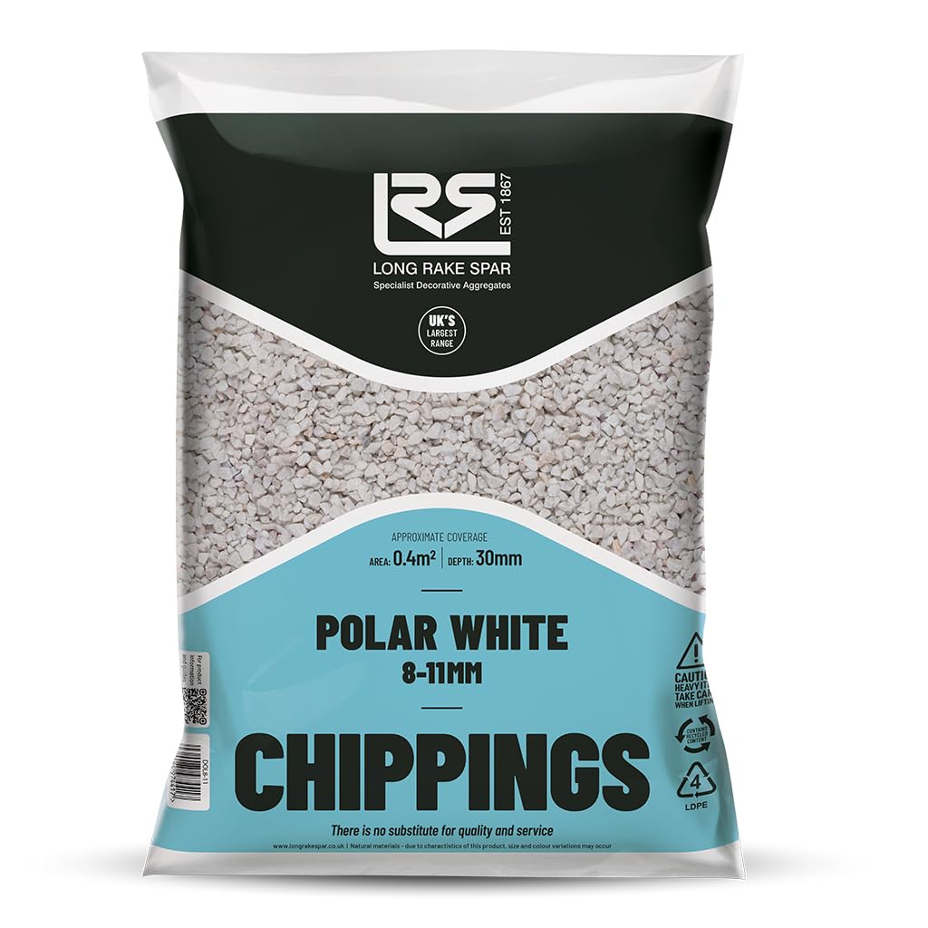 Suregreen Polar White Chippings 8–11mm | 20kg Bag of Decorative Gravel, Garden Stones & Pebbles Ideal for Driveways, Paths, Borders, Landscaping & Outdoor Features