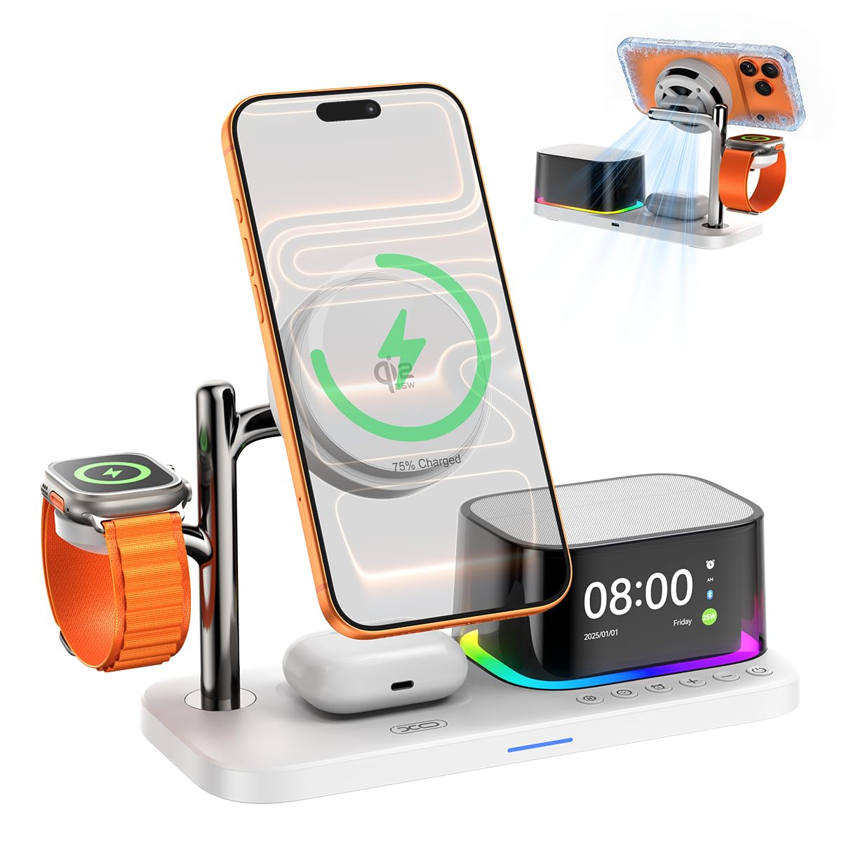 Amazon.co.jp: 5in1ワイヤレス充電器【Qi2.2急速充電+瞬間冷却】25W