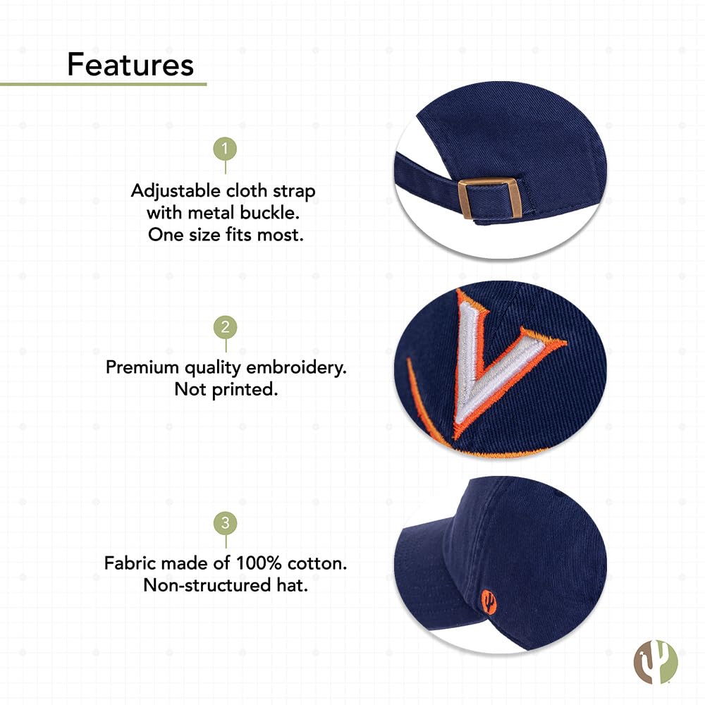 Desert Cactus University Of Virginia Cavaliers Baseball Hat - Adjustable Gray Embroidered Cap (One Size)