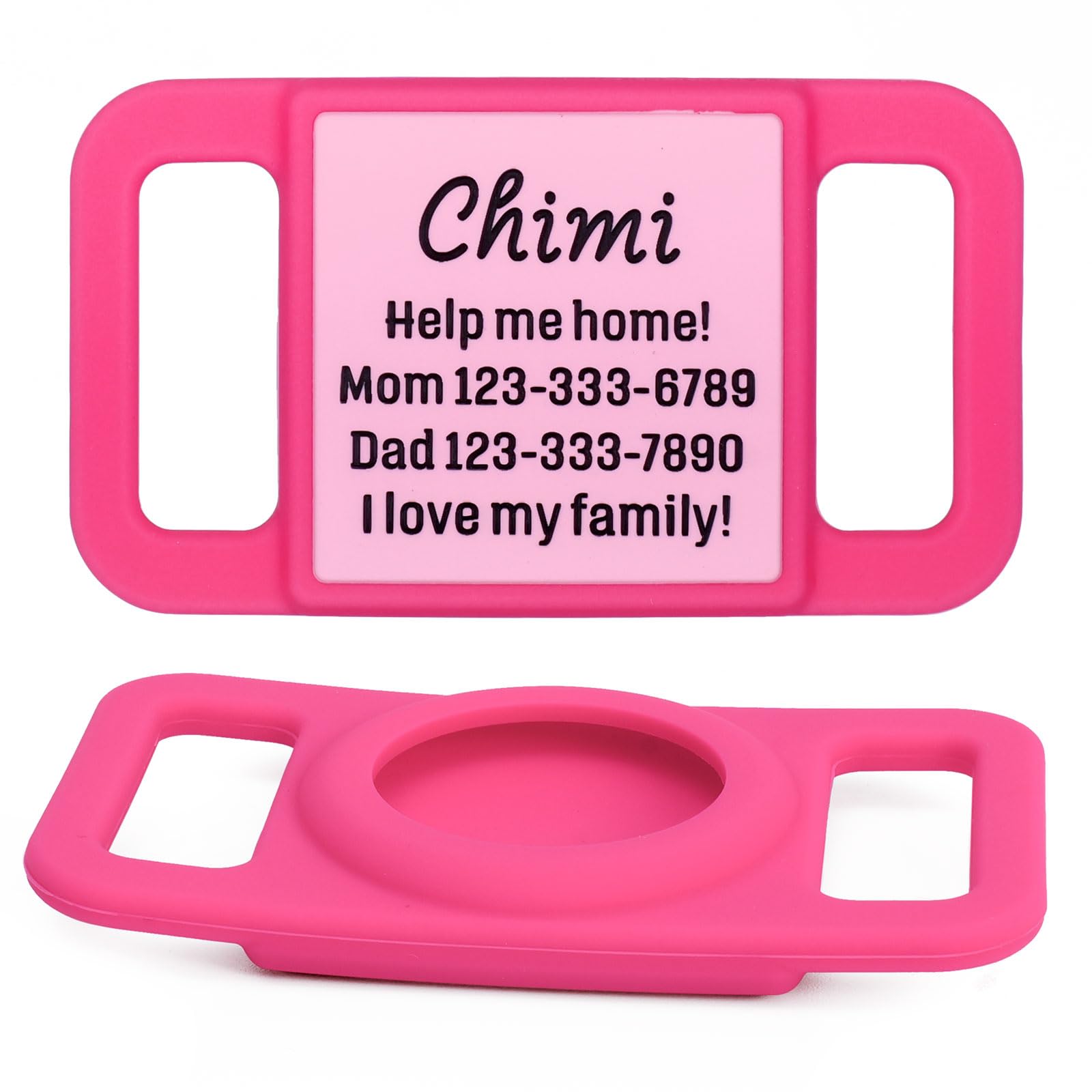 Brayhoo Personalized Dog Collar Holder, Customized Info Silent Silicone Case, Soft & Elastic for Easy Installation, Deep Engraved Slide On Collar Dog