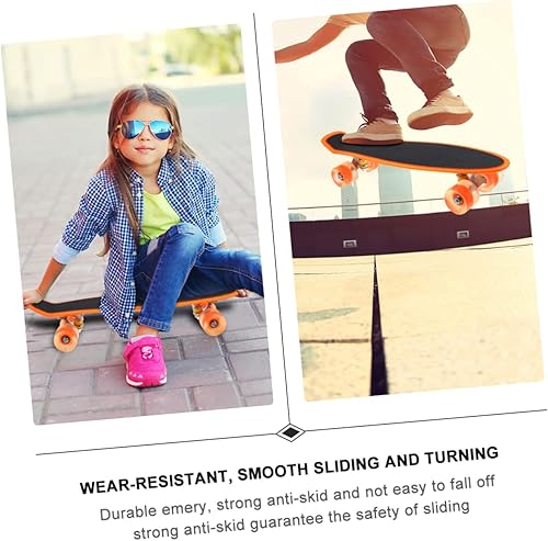 Miniatura 7 de INOOMP Monopatín esmerilado Pequeño tablero de pescado Woody juguete niño Juguetes al aire libre Patinaje principiantes Equipo de rueda intermitente