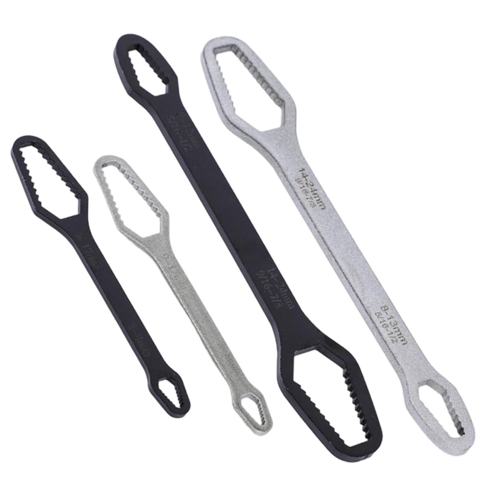 Kangnice 4Pcs Auto Adjusting Wrench Set Multifunctional Steel Spanner for 8-24Mm / 3-17Mm Nut for Home Repair Auto Maintenance Adjusting Tool