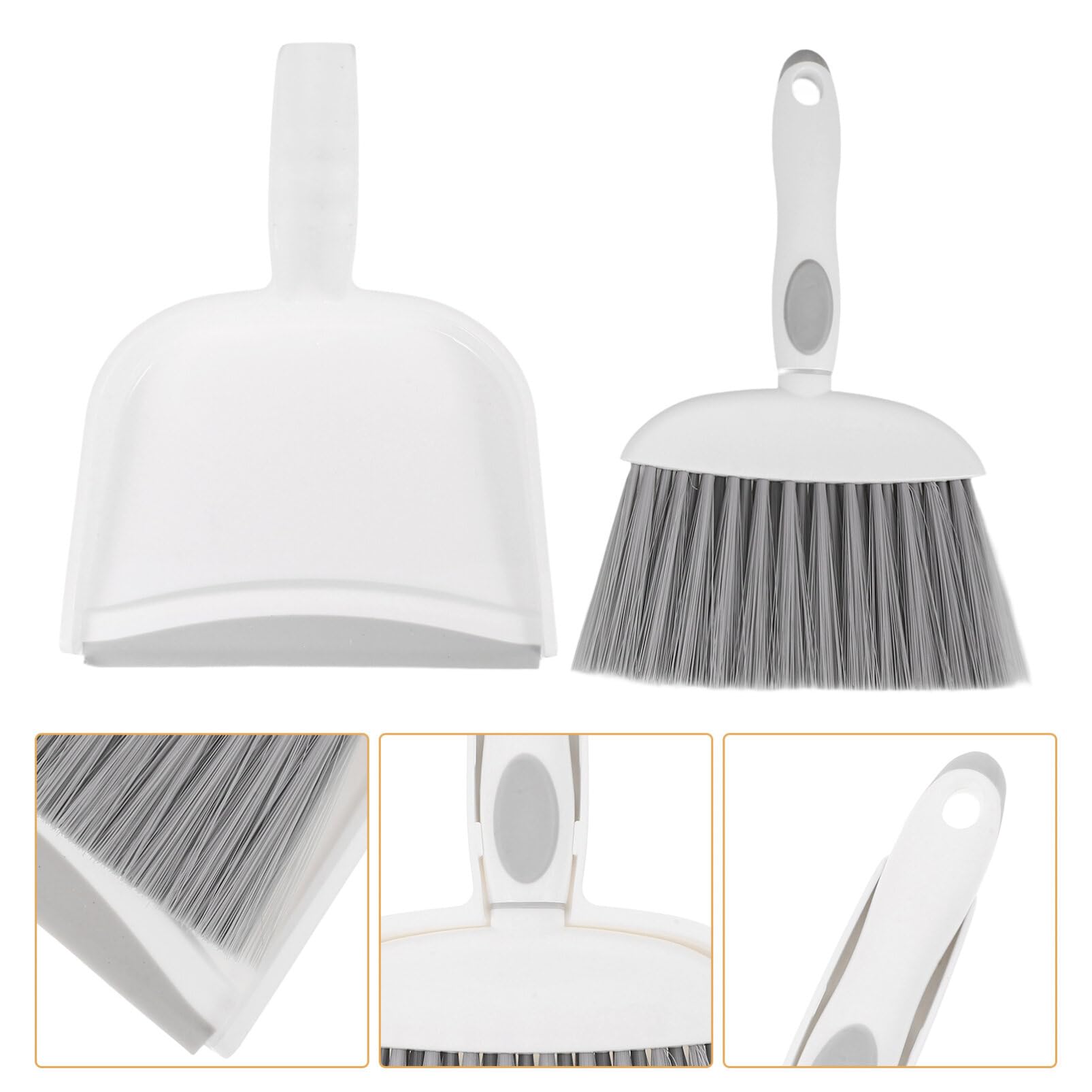Cabilock 1 Set Mini Dustpan and Brush Set Plastic Tabletop Small Broom Portable Cleaning Brush Dustpan for Desk Housekeeping Office Kitchen Pet Nest Grey